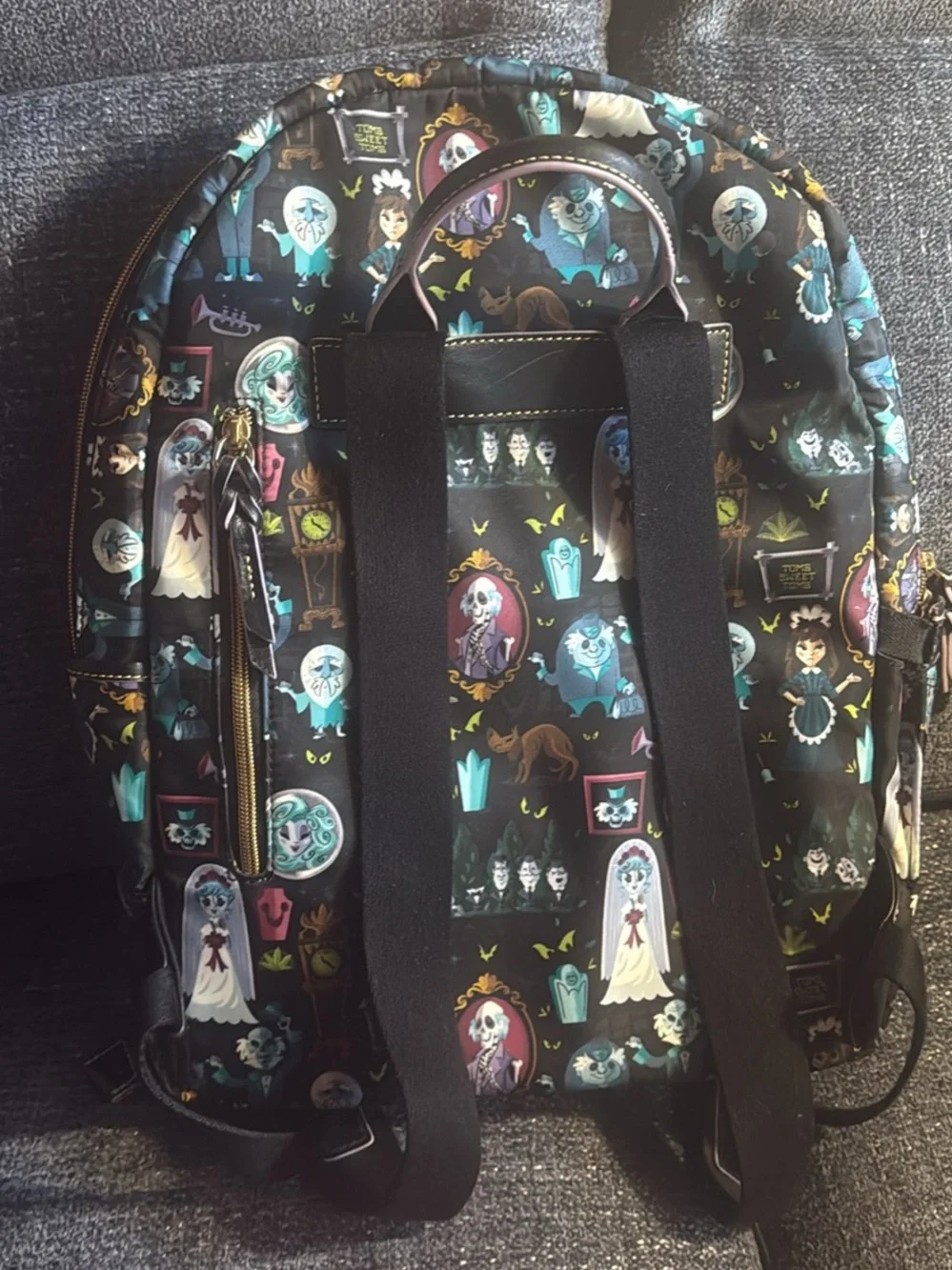 Dooney & Bourke Black Multicolor Haunted Mansion Print Backpack